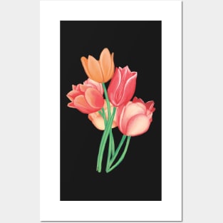 Tulip, flowers, floral design, plant, plants, floral shirt, blooming, flora Posters and Art